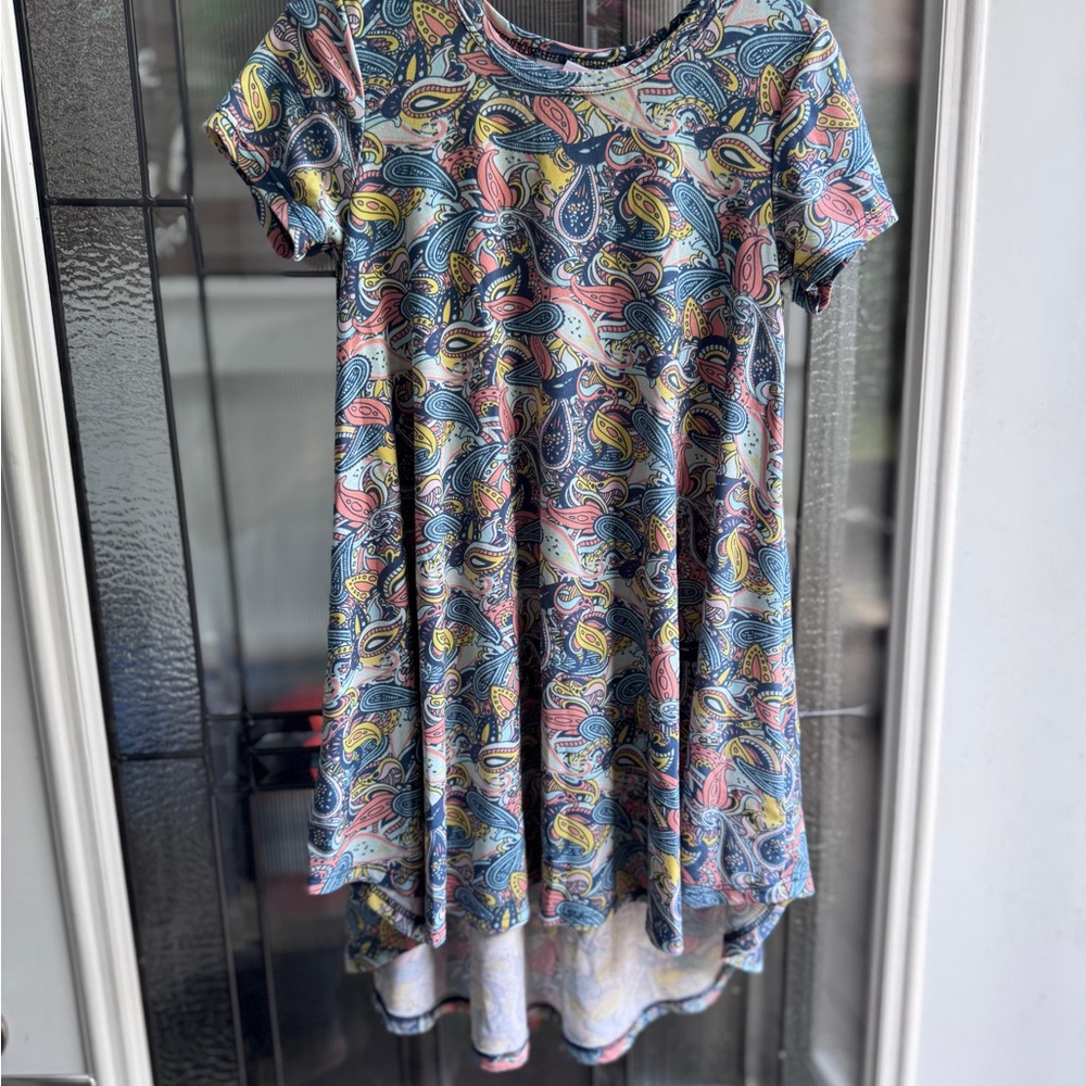 LuLaRoe Cream Casual Sundress Short Sleeve Crew Neck